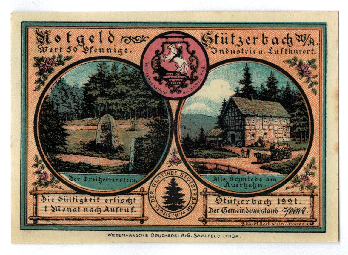 Billet, Allemagne, Stuzerbach, 50 Pfennig, personnage 3, 1921, SPL, Mehl:1287.1