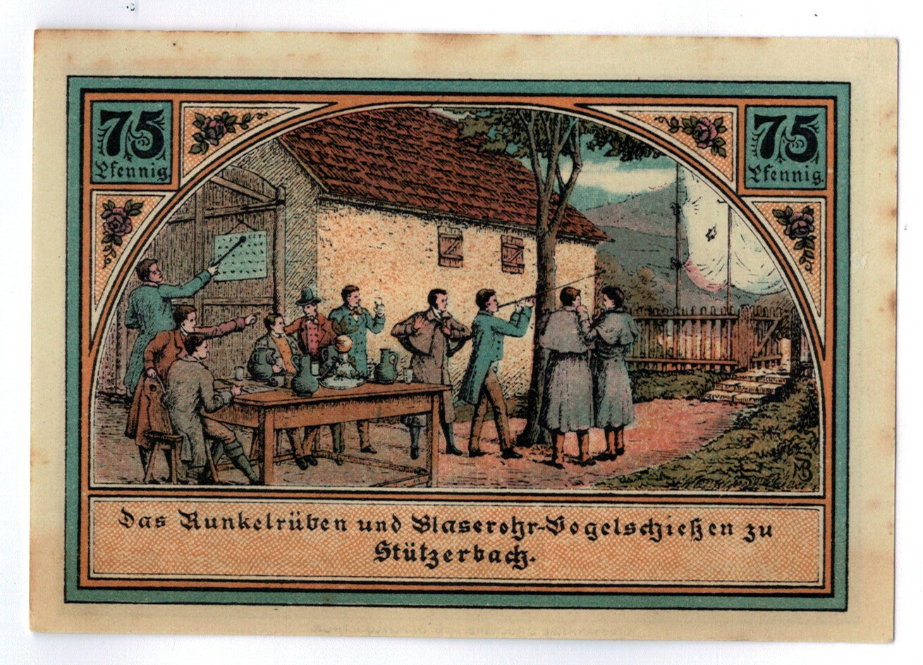 Billete, Alemania, Stuzerbach, 75 Pfennig, personnage 1, 1921, SC, Mehl:1287.1