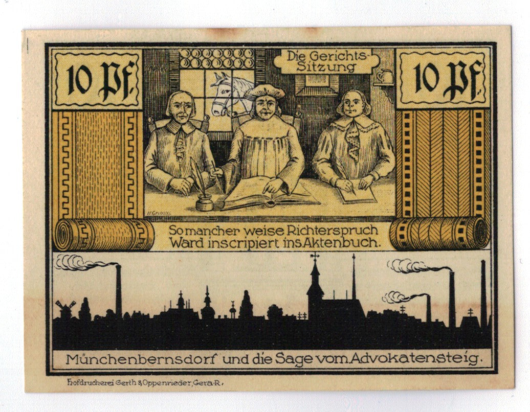 Banconote, Germania, Münnerstadt, 10 Pfennig, personnage, 1921, 1921-09-01