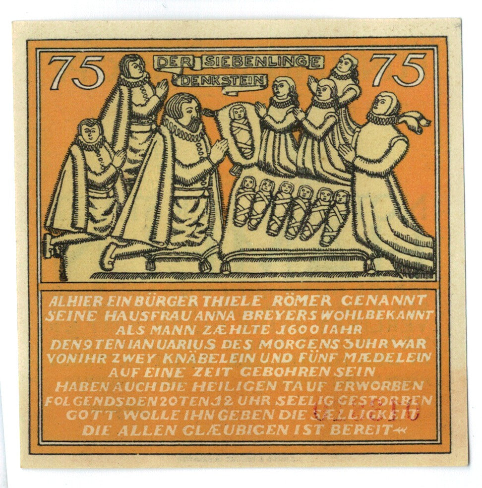 Banconote, Germania, Hameln, 75 Pfennig, personnage, 1921, 1921-06-01, SPL