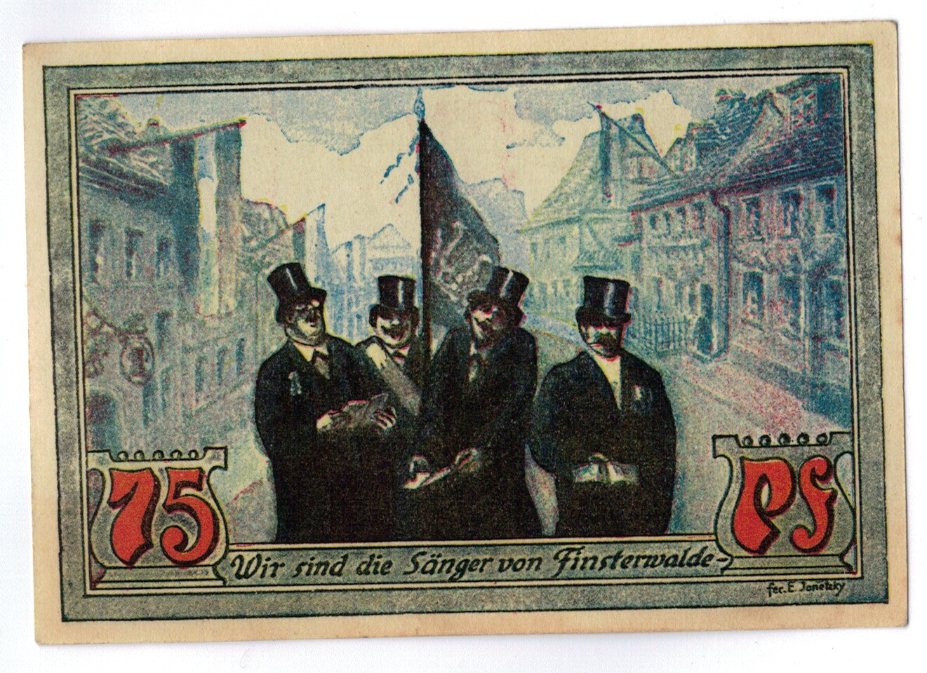 Banconote, Germania, Finsterwalde, 75 Pfennig, personnage, 1921, SPL