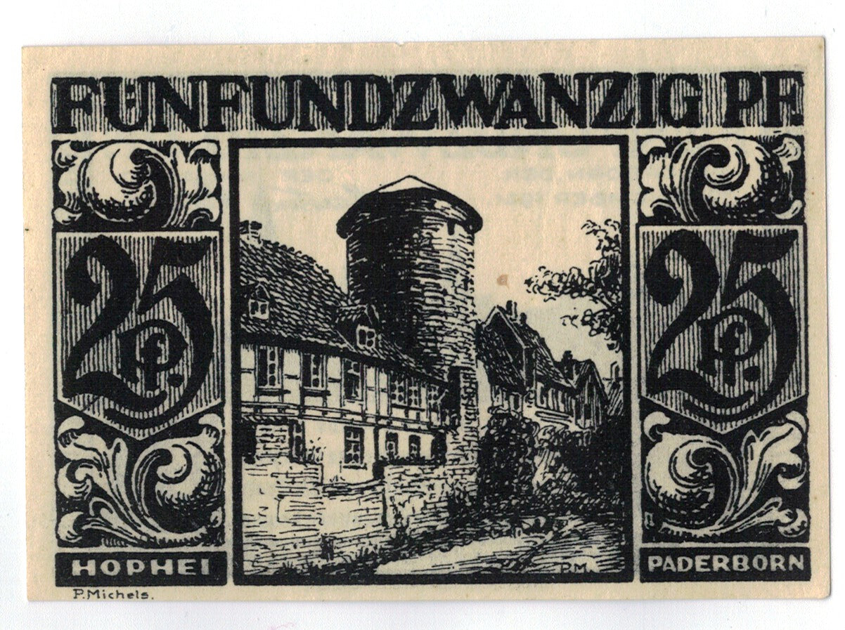 Banconote, Germania, Paderborn, 25 Pfennig, paysage, 1921, 1921-11-10, SPL