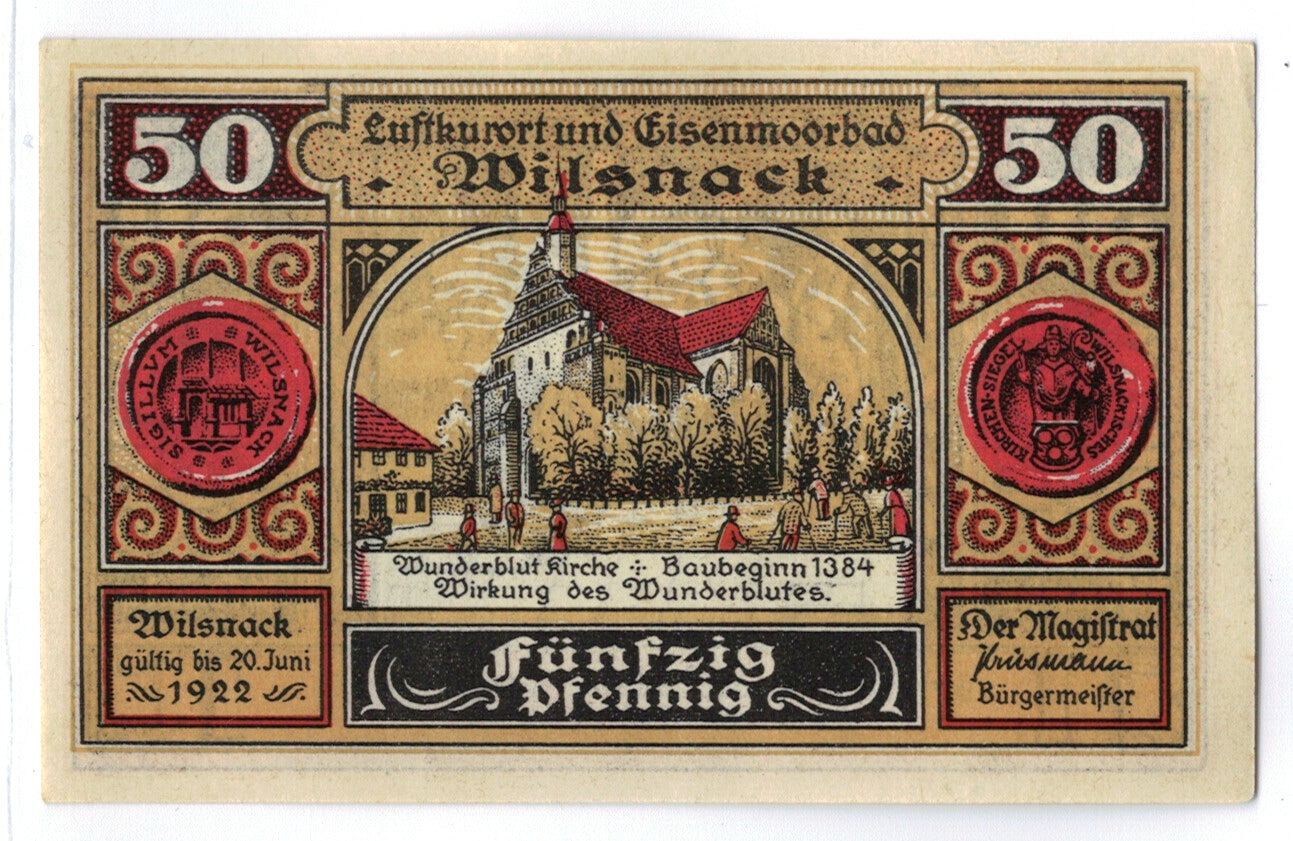 Banconote, Germania, Wilsnack, 50 Pfennig, personnage, 1922, 1920-06-20, SPL