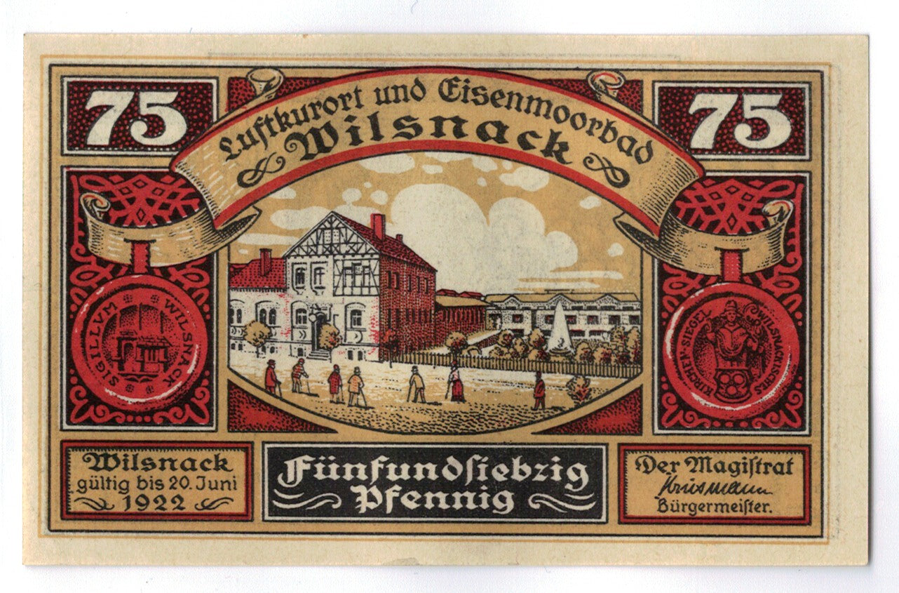 Biljet, Duitsland, Wilsnack, 75 Pfennig, personnage 1, 1922, 1920-06-20, SPL