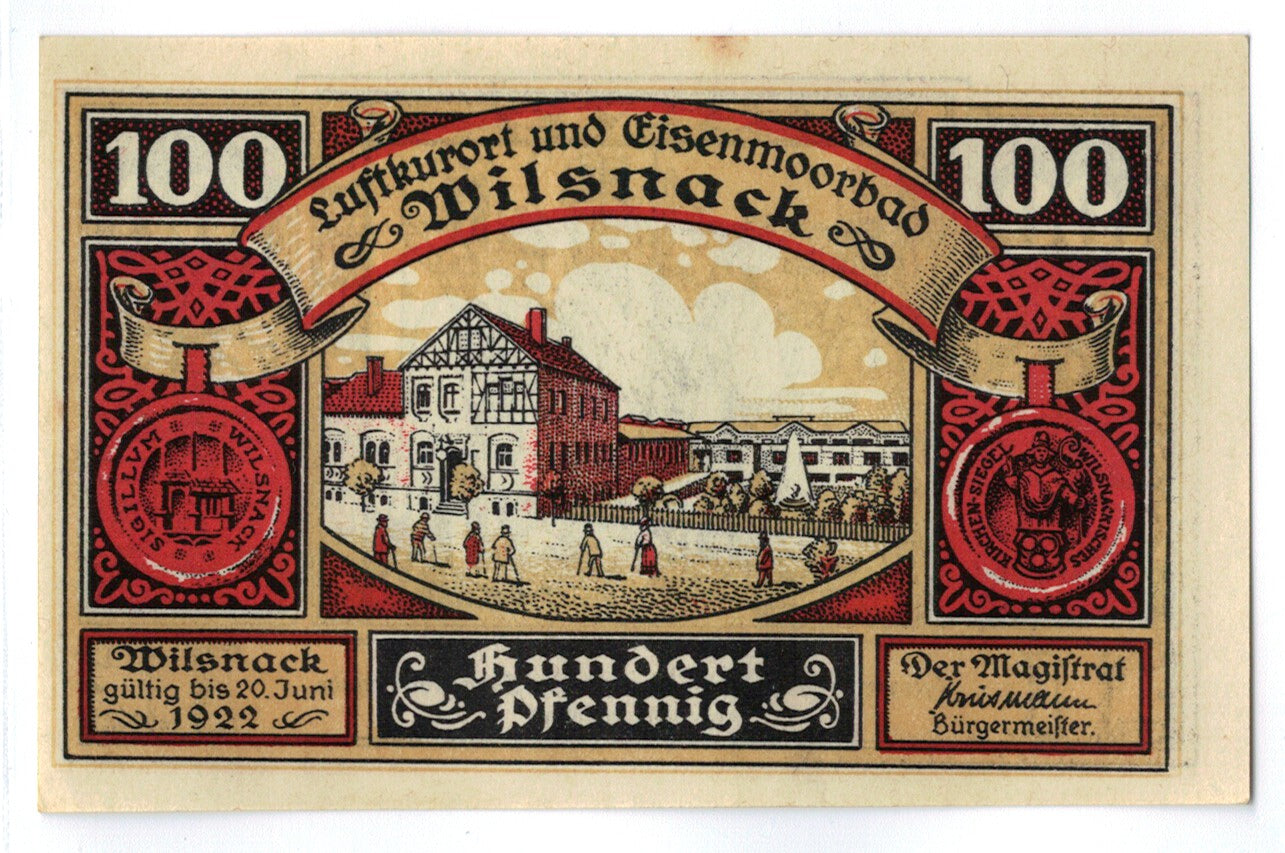 Banconote, Germania, Wilsnack, 100 Pfennig, personnage 2, 1922, 1920-06-20, SPL