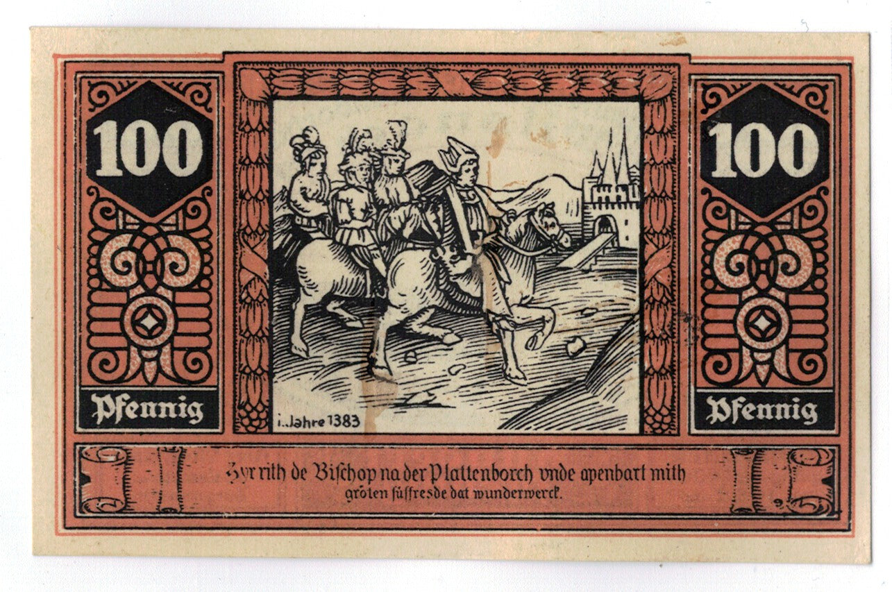 Banknote, Germany, Wilsnack, 100 Pfennig, cavalier, 1922, 1920-06-20, UNC(63)