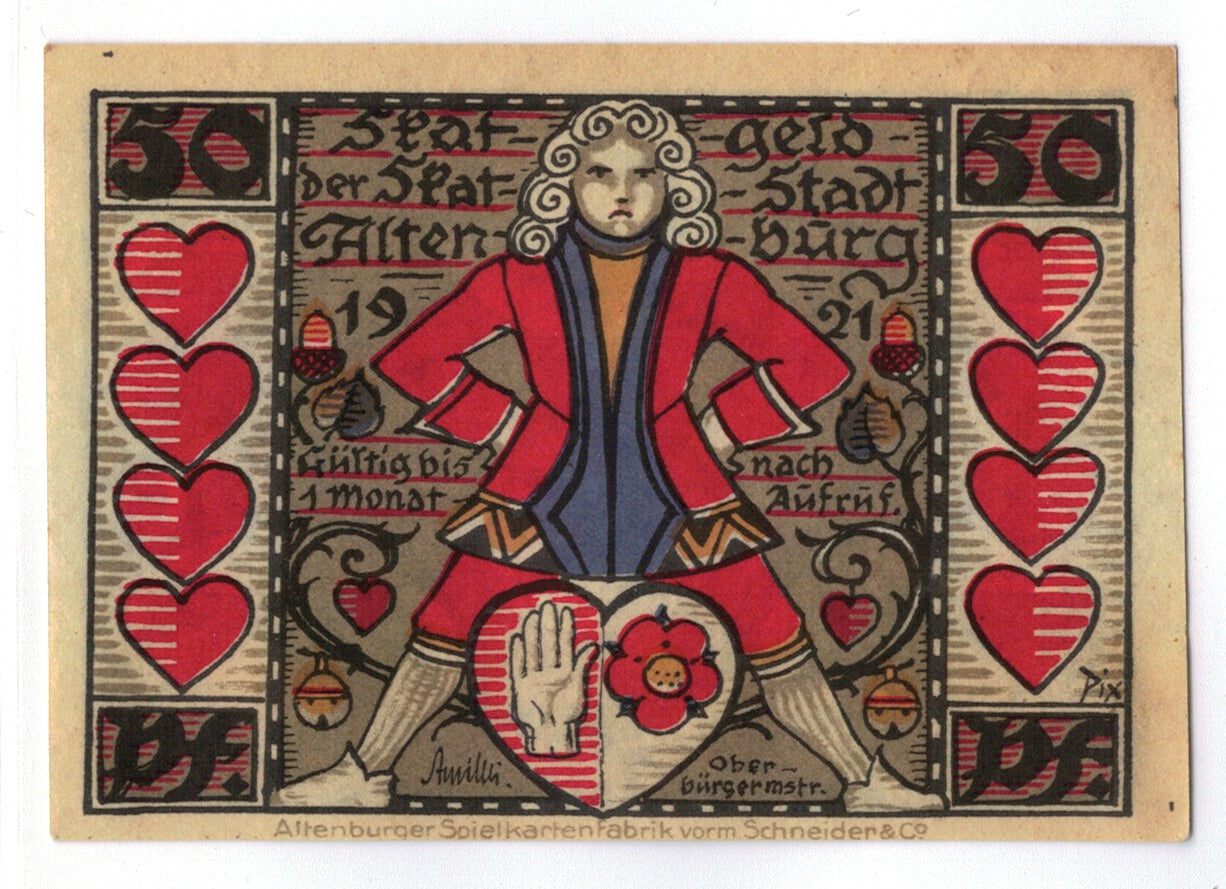 Banconote, Germania, Altenburg Stadt, 50 Pfennig, personnage, 1921, SPL