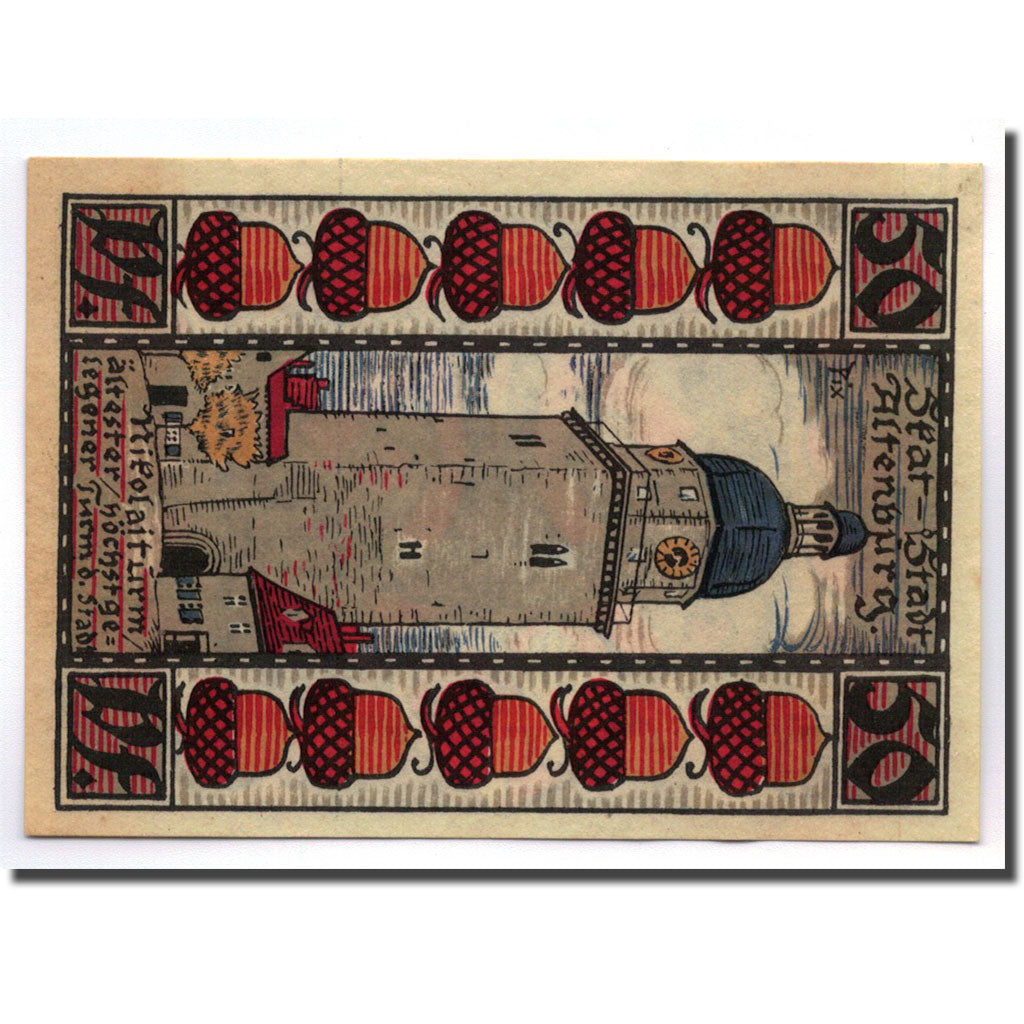 Billet, Allemagne, Altenburg Stadt, 50 Pfennig, Monument, 1921, SPL, Mehl:21.2