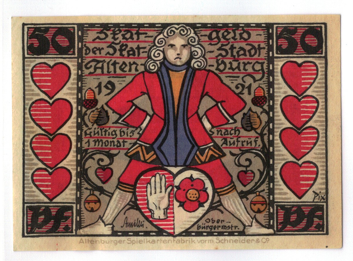 Banconote, Germania, Altenburg Stadt, 50 Pfennig, monument 1, 1921, SPL