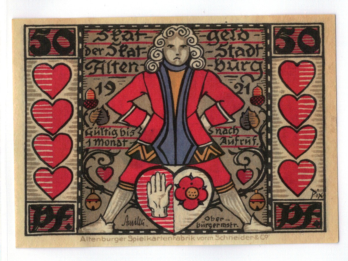 Banconote, Germania, Altenburg Stadt, 50 Pfennig, monument 2, 1921, SPL