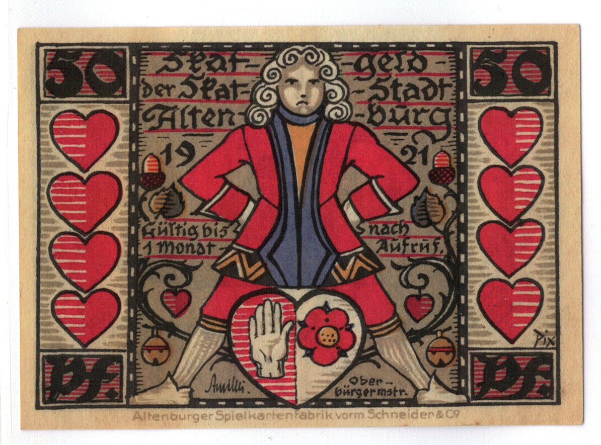 Billete, Alemania, Altenburg Stadt, 50 Pfennig, monument 3, 1921, SC, Mehl:21.2