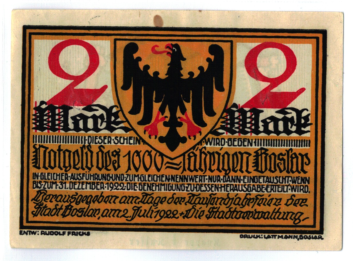 Banknote, Germany, Goslar Stadt, 2 Mark, personnage 1, 1922, 1922-07-02