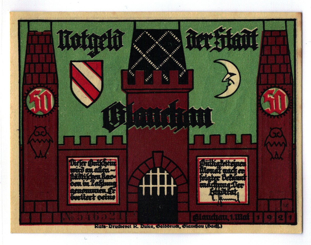 Banknote, Germany, Glauchau Stadt, 50 Pfennig, personnage, 1921, 1921-05-01