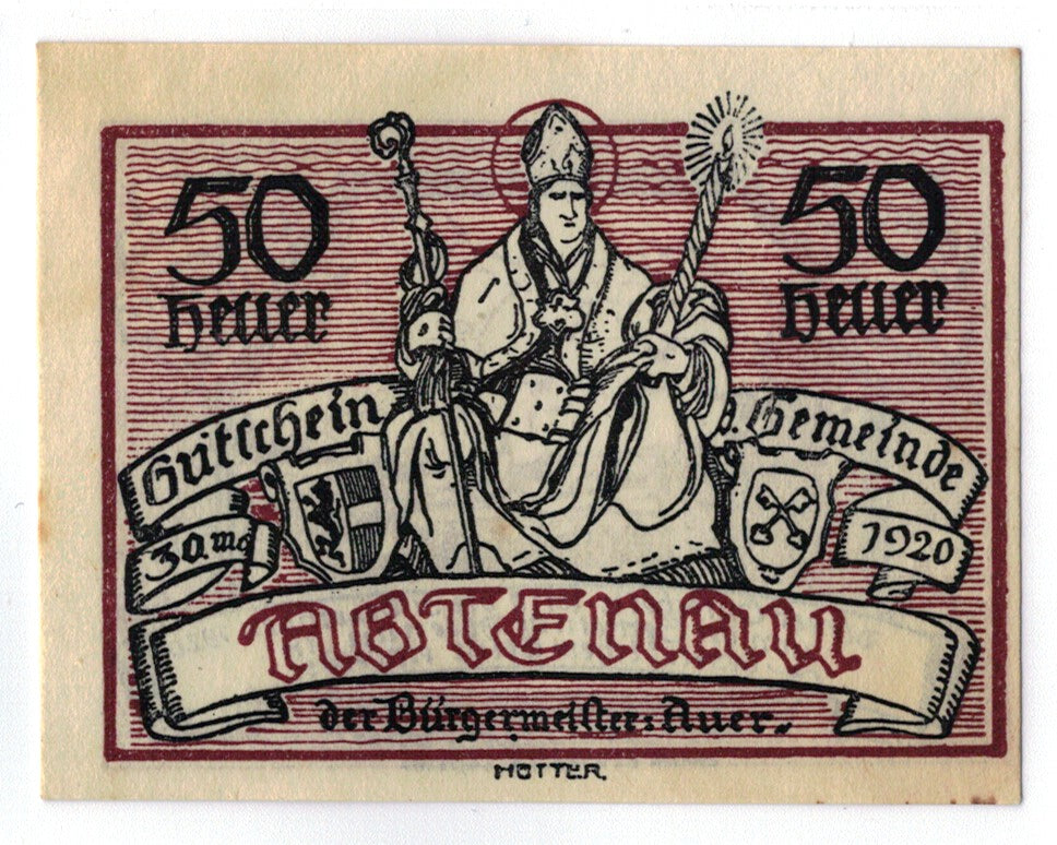 Geldschein, Österreich, Abtenau, 50 Heller, personnage, 1920, UNZ-