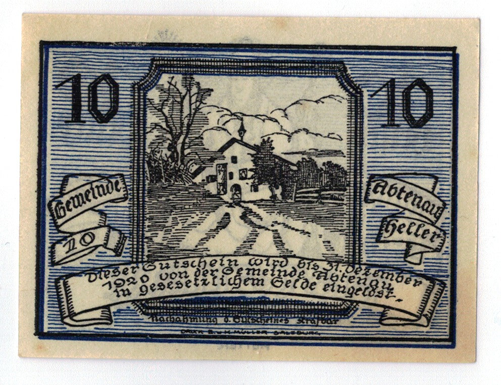 Geldschein, Österreich, Abtenau, 10 Heller, personnage, 1920, UNZ-