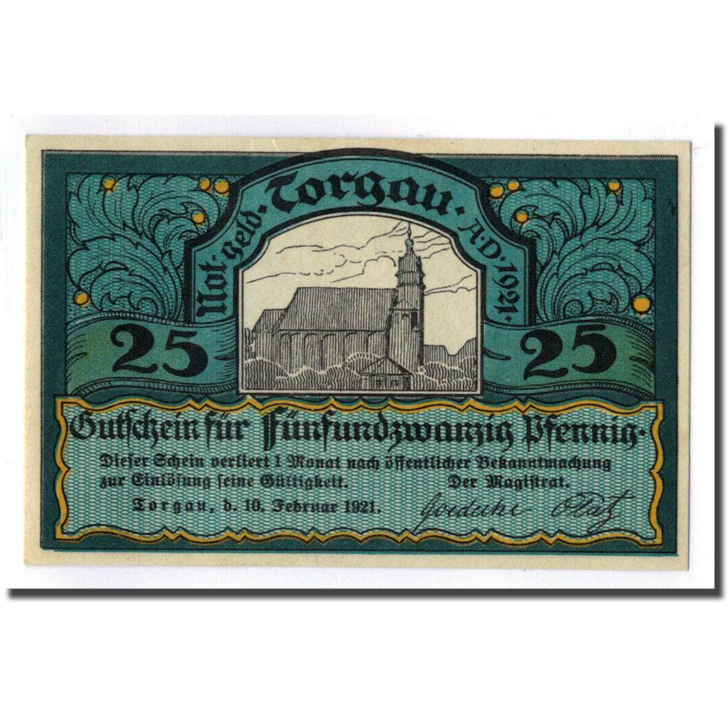 Banconote, Germania, Torgau, 25 Pfennig, personnage, 1921, 1921-02-10, SPL