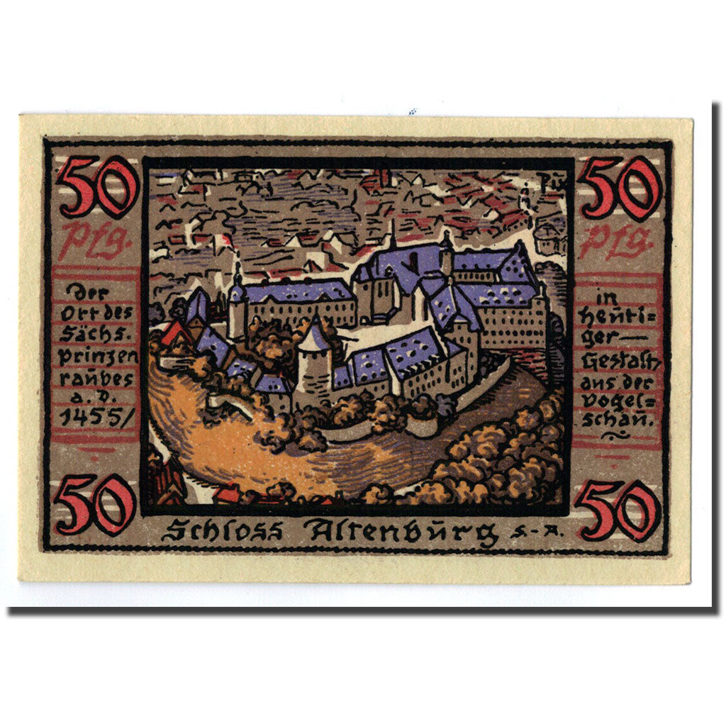 Banconote, Germania, Altenburg Stadt, 50 Pfennig, ville fortifiée, 1921, SPL