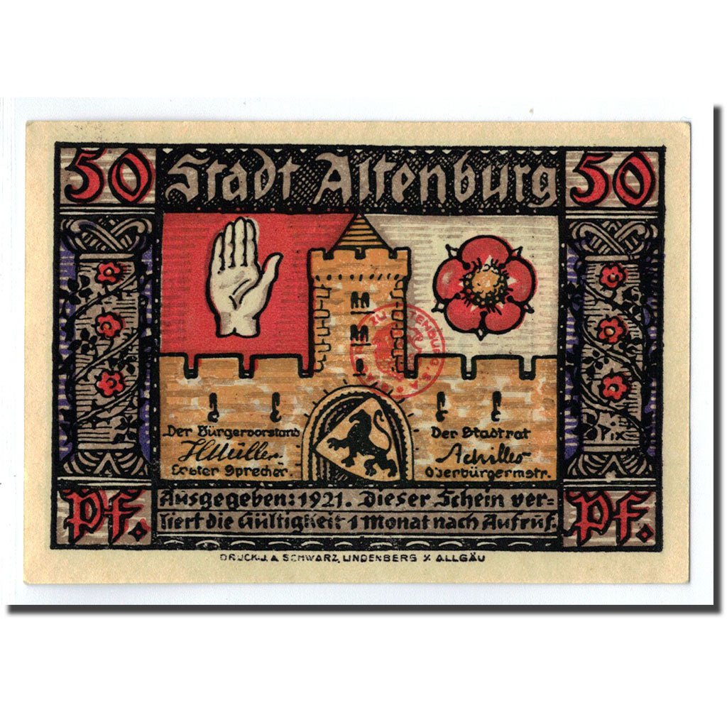 Banknote, Germany, Altenburg Stadt, 50 Pfennig, personnage 1, 1921, UNC(63)