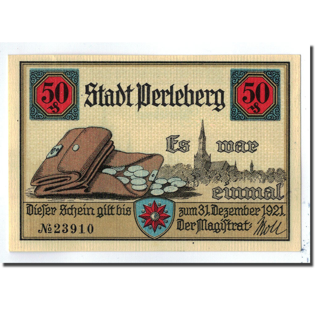 Banknote, Germany, Perleberg, 50 Pfennig, paysage, 1921, UNC(63), Mehl:1056.1