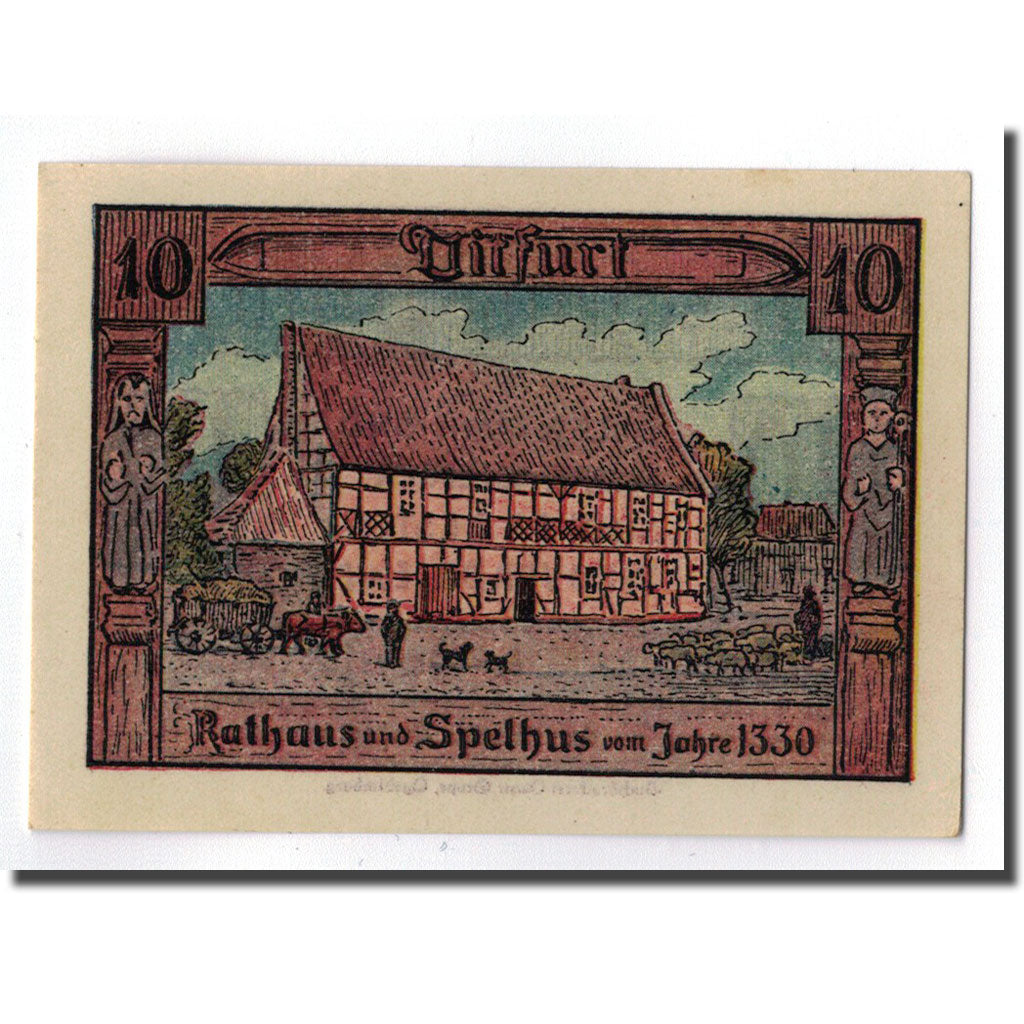 Banknot, Niemcy, Ditfurt Gemeinde, 10 Pfennig, paysage, 1921, 1921-07-01