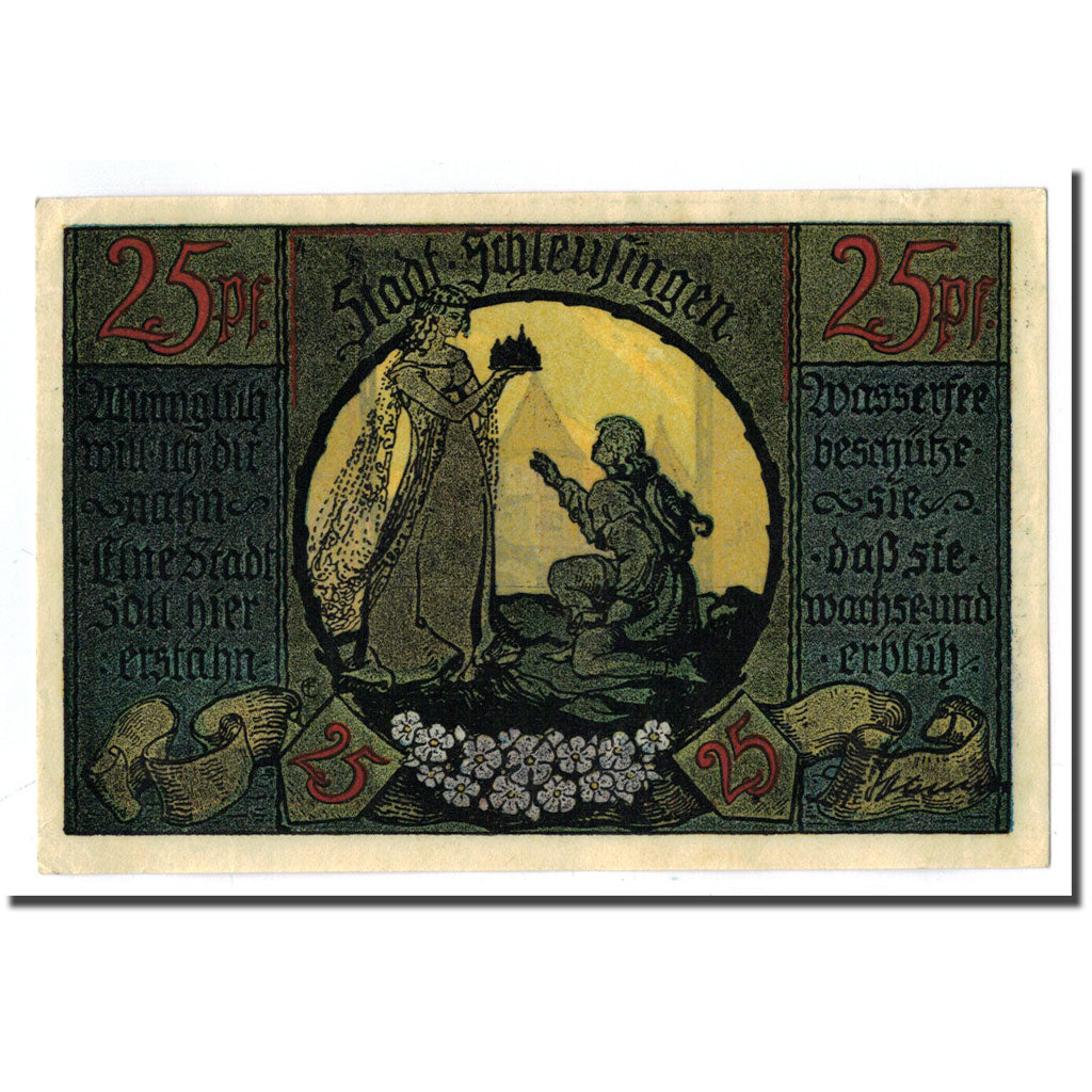 Banconote, Germania, Schleusingen Stadt, 25 Pfennig, personnage, O.D, SPL