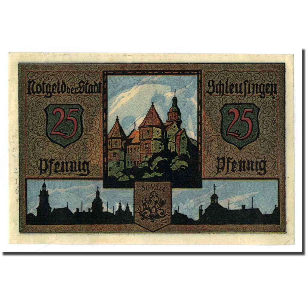 Banconote, Germania, Schleusingen Stadt, 25 Pfennig, personnage, O.D, SPL