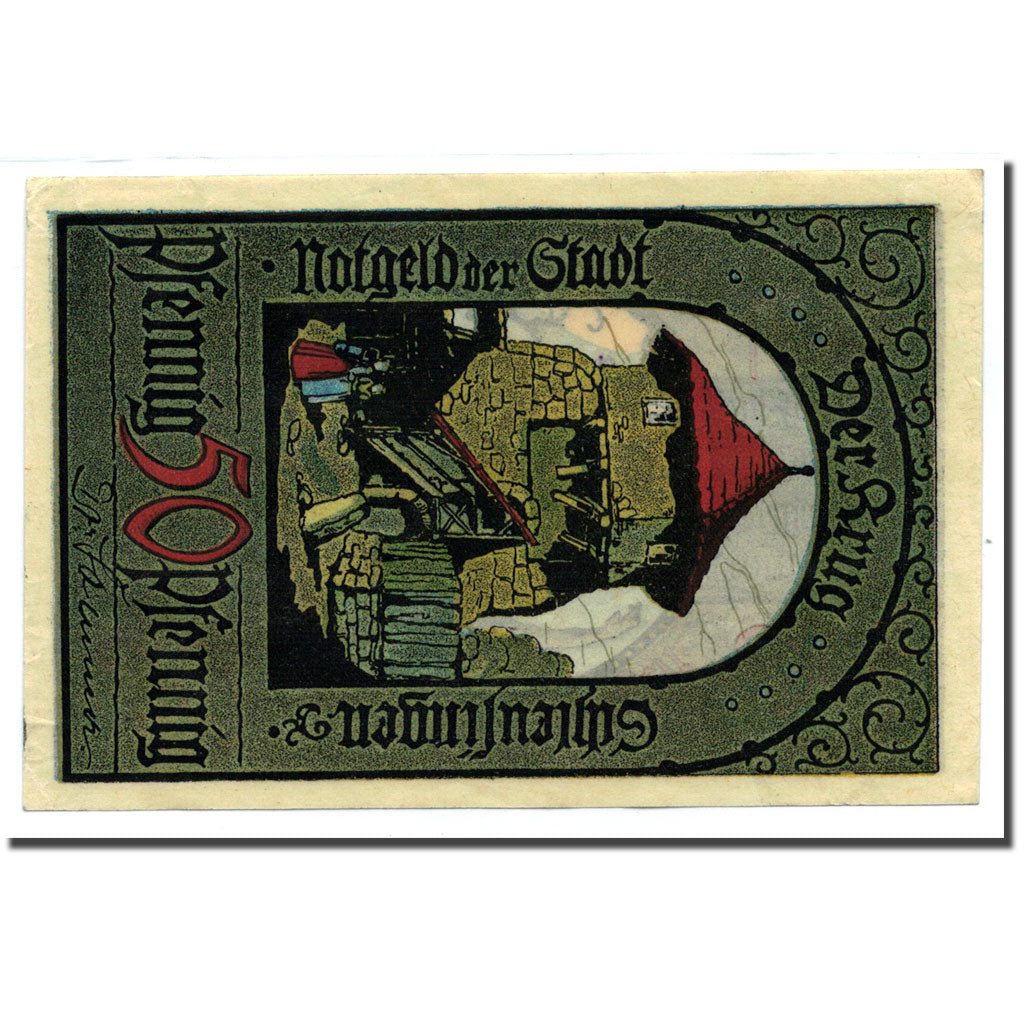 Banconote, Germania, Schleusingen Stadt, 50 Pfennig, personnage 1, O.D, SPL