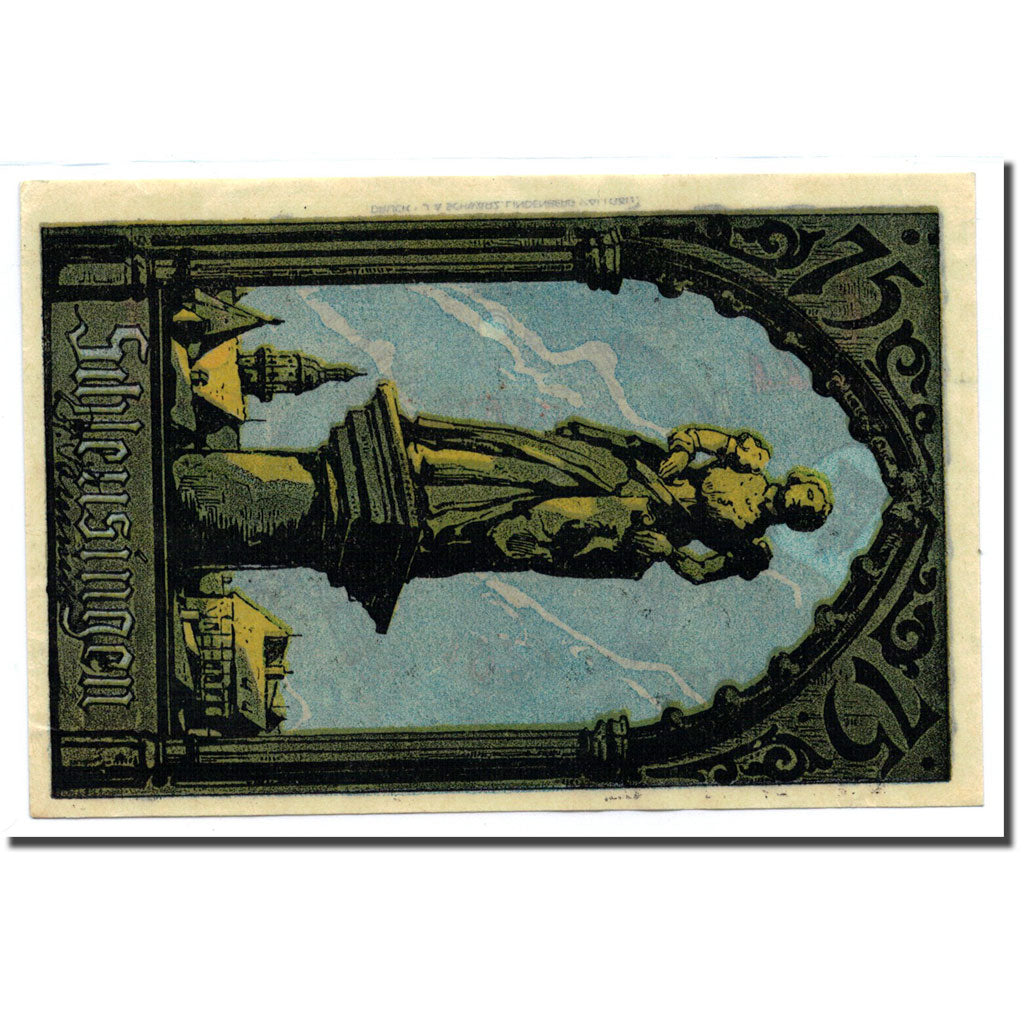 Banconote, Germania, Schleusingen Stadt, 75 Pfennig, statue, O.D, SPL