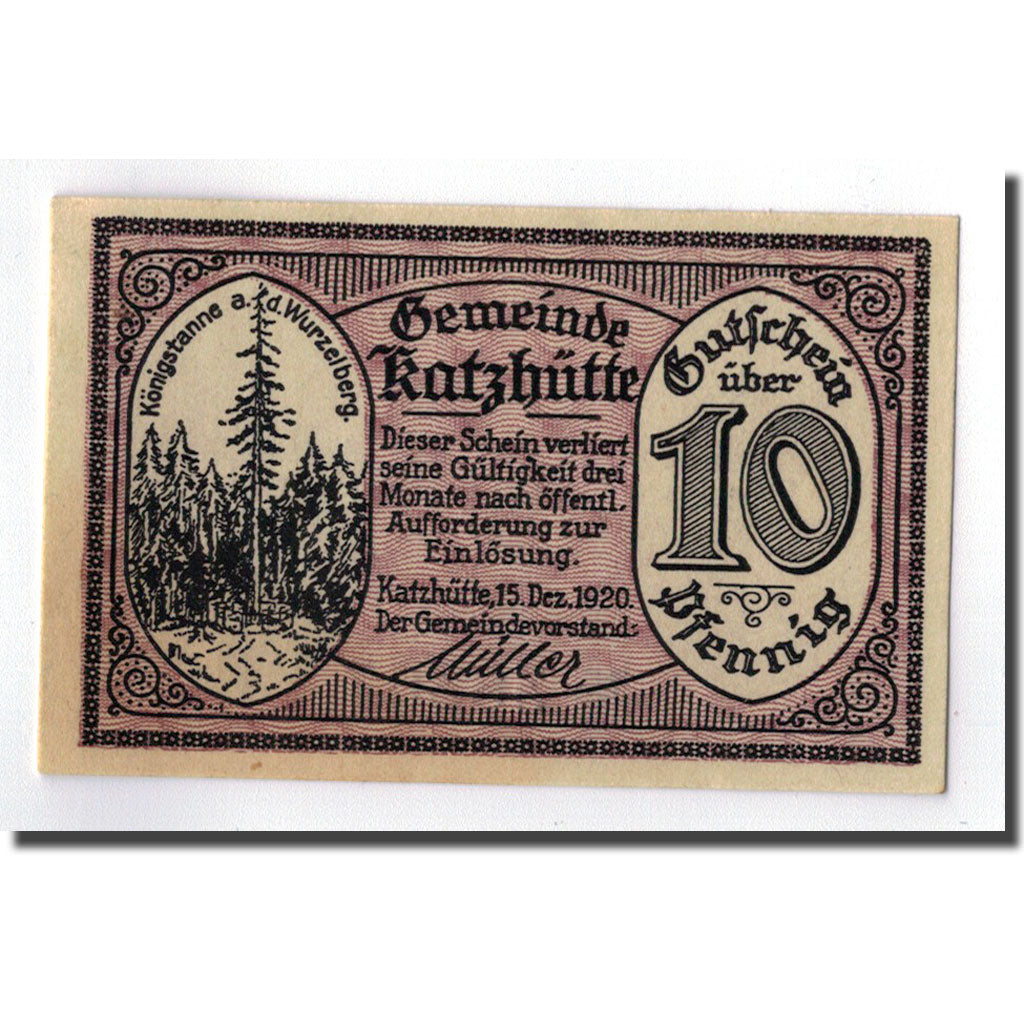 Biljet, Duitsland, Katzütte, 10 Pfennig, paysage, 1920, 1920-12-15, SPL