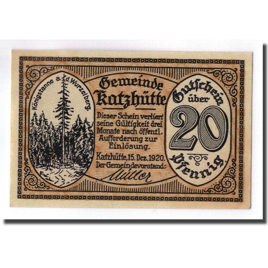 Banknote, Germany, Katzütte, 20 Pfennig, paysage, 1920, 1920-12-15, UNC(63)