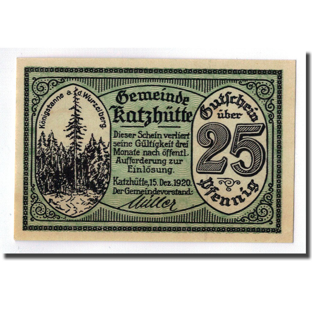 Biljet, Duitsland, Katzütte, 25 Pfennig, paysage, 1920, 1920-12-15, SPL