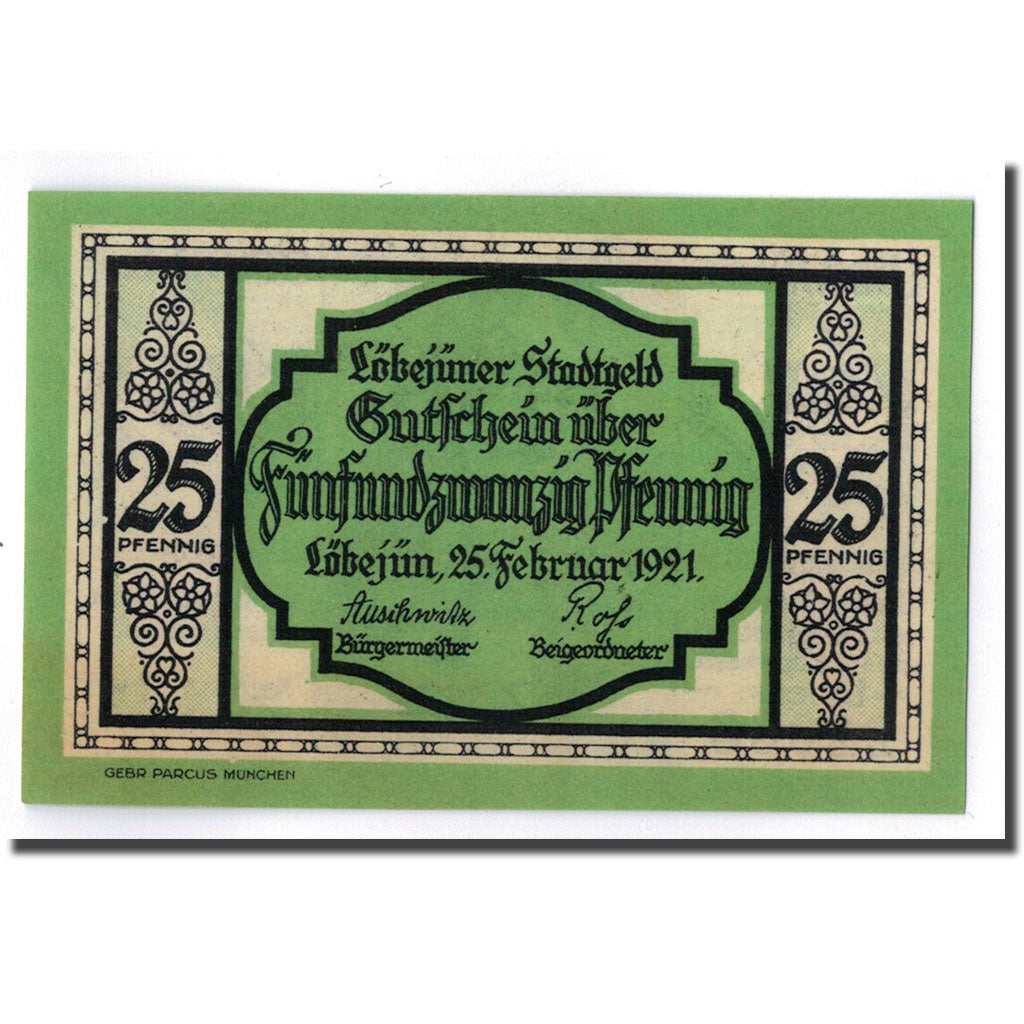 Banconote, Germania, Lobejün, 25 Pfennig, personnage, 1921, 1921-02-25, SPL