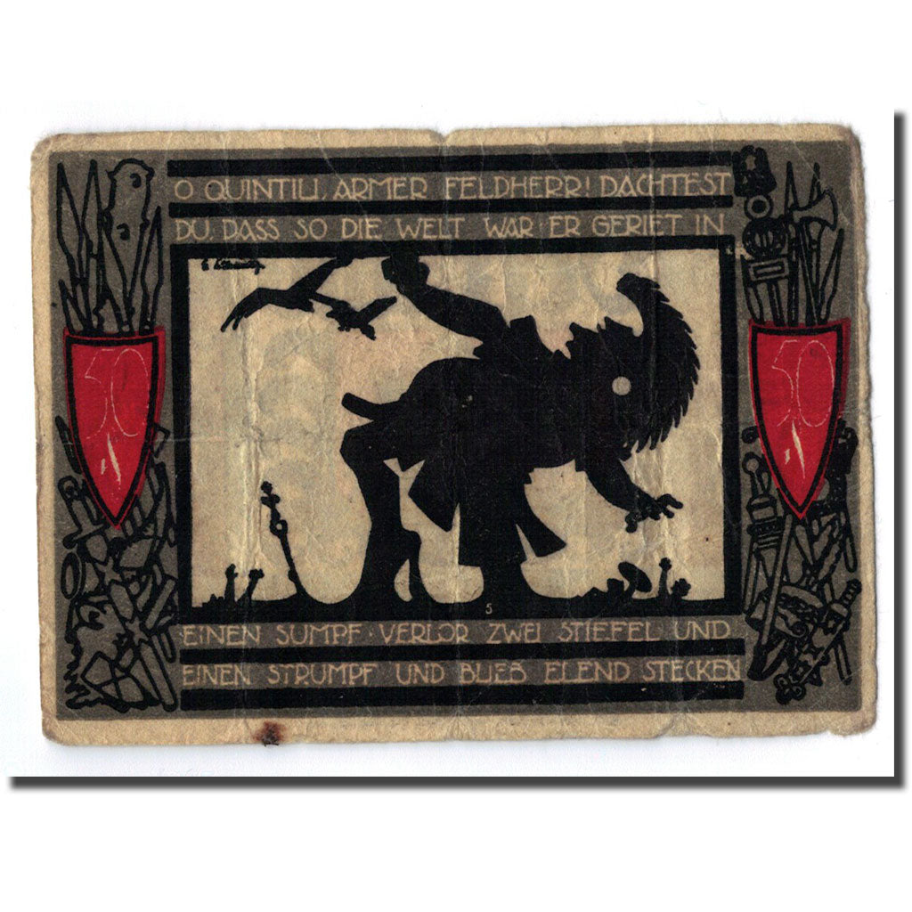 Biljet, Duitsland, Detmold, 50 Pfennig, personnage, 1920, SPL, Mehl:268.8