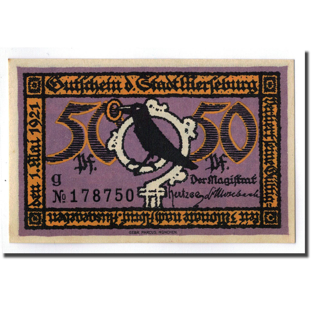 Banconote, Germania, Merseburg Stadt, 50 Pfennig, paysage, 1921, 1921-05-01