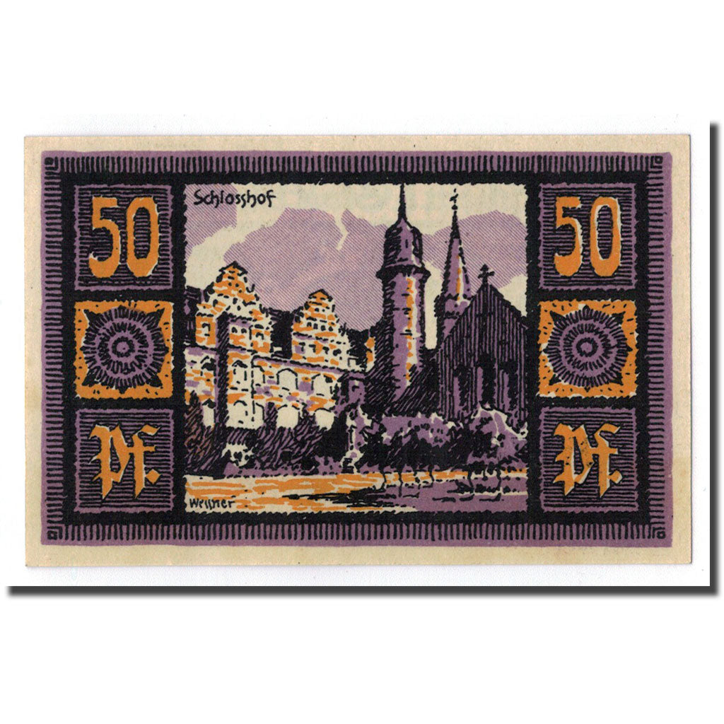 Banconote, Germania, Merseburg Stadt, 50 Pfennig, paysage 1, 1921, 1921-05-01