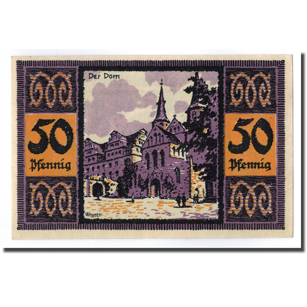 Banconote, Germania, Merseburg Stadt, 50 Pfennig, paysage 3, 1921, 1921-05-01