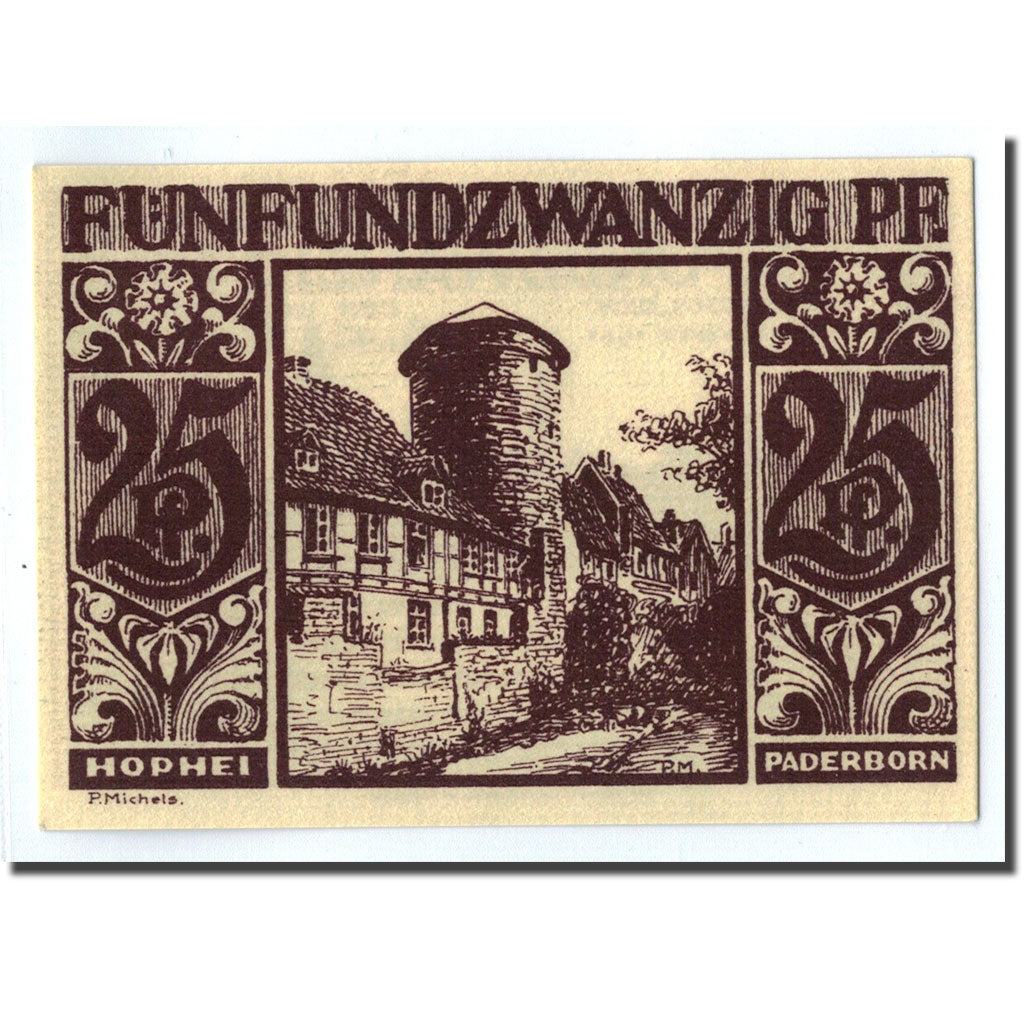 Billet, Allemagne, Paderborn, 25 Pfennig, paysage, 1921, 1921-11-10, SPL