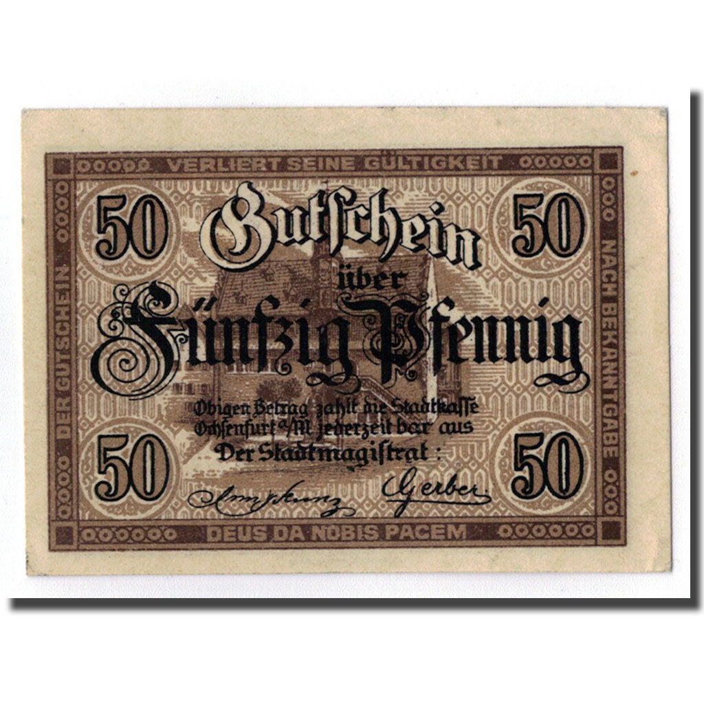 Billet, Allemagne, Ochsenfurt a/main, 50 Pfennig, Ecusson 1, 1919, SPL