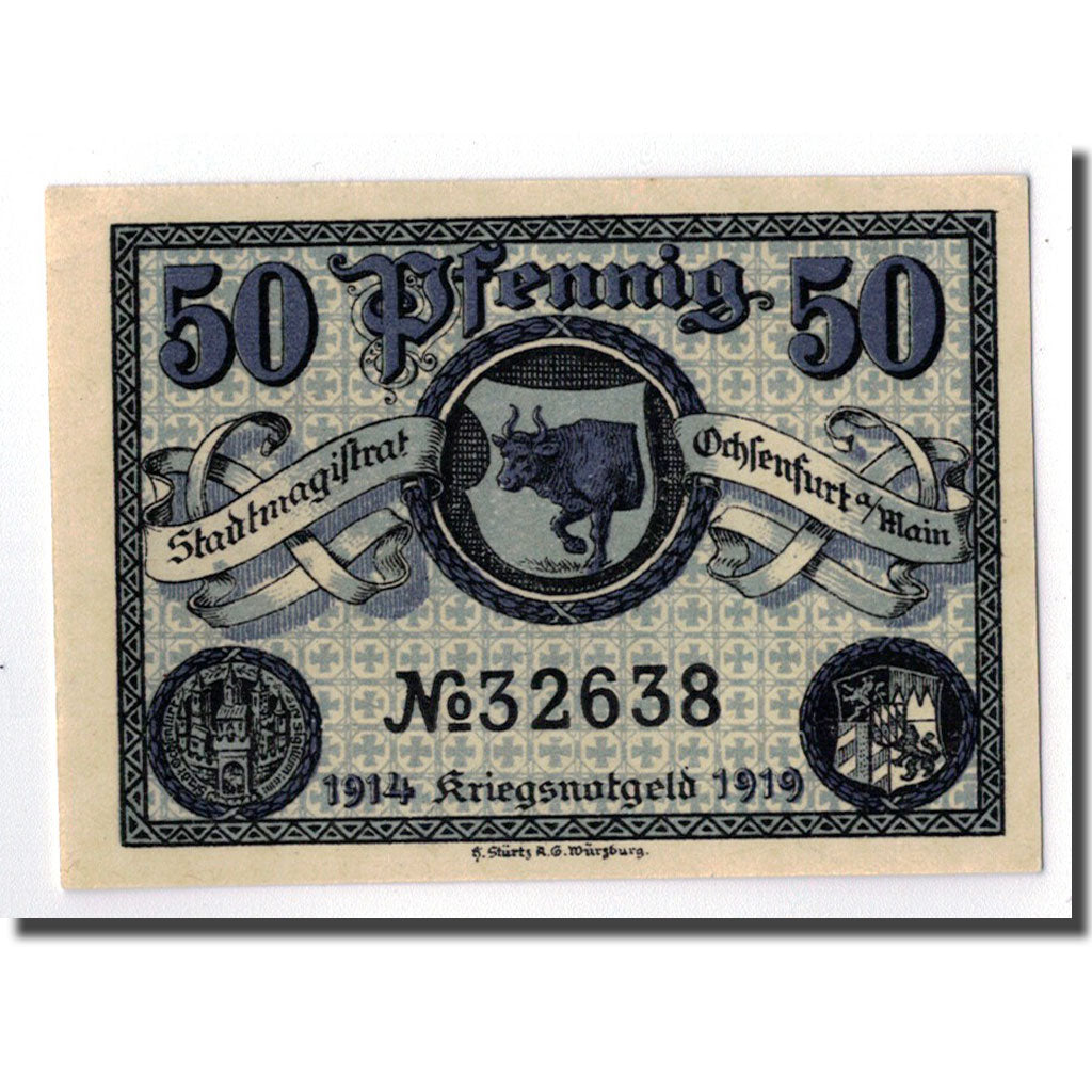 Banknote, Germany, Ochsenfurt a/main, 50 Pfennig, ecusson 2, 1919, UNC(63)