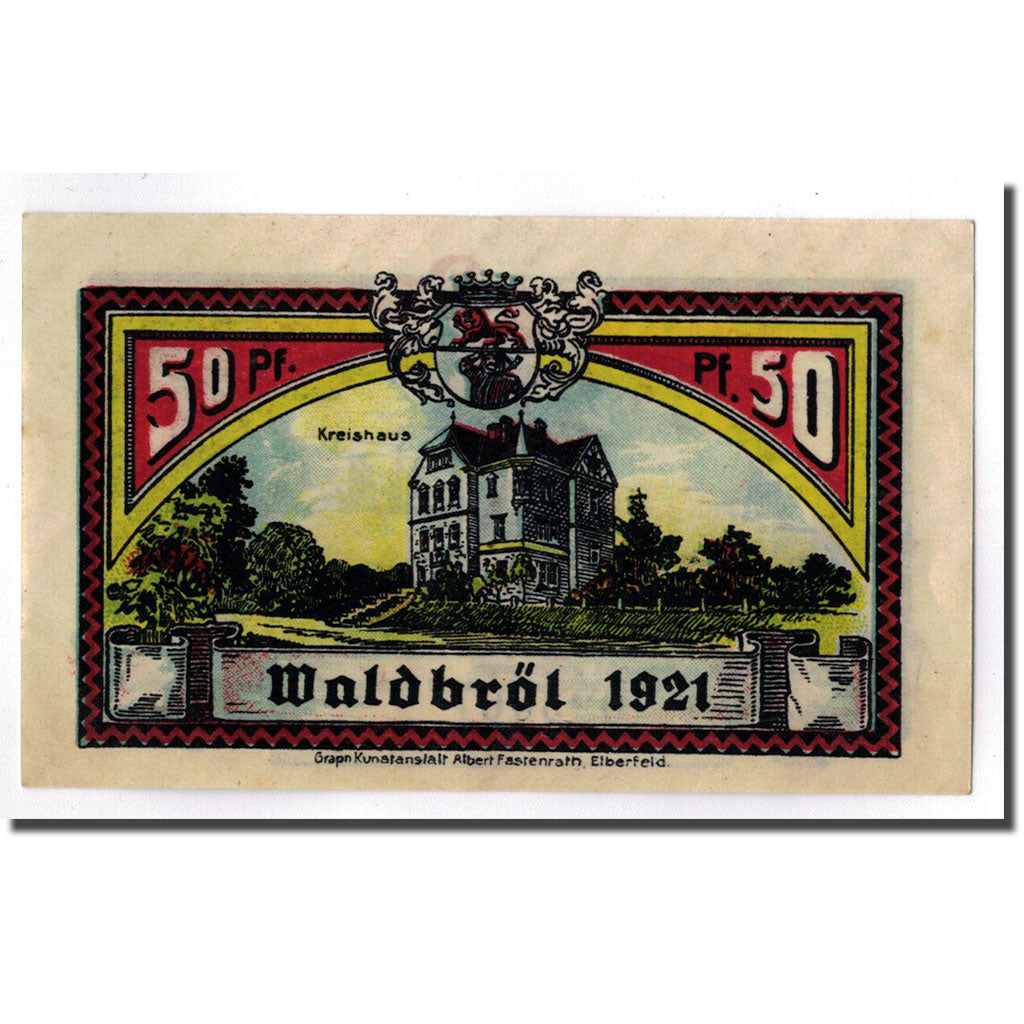 Billet, Allemagne, Waldbröl, 50 Pfennig, personnage, 1921, SPL, Mehl:1370.1