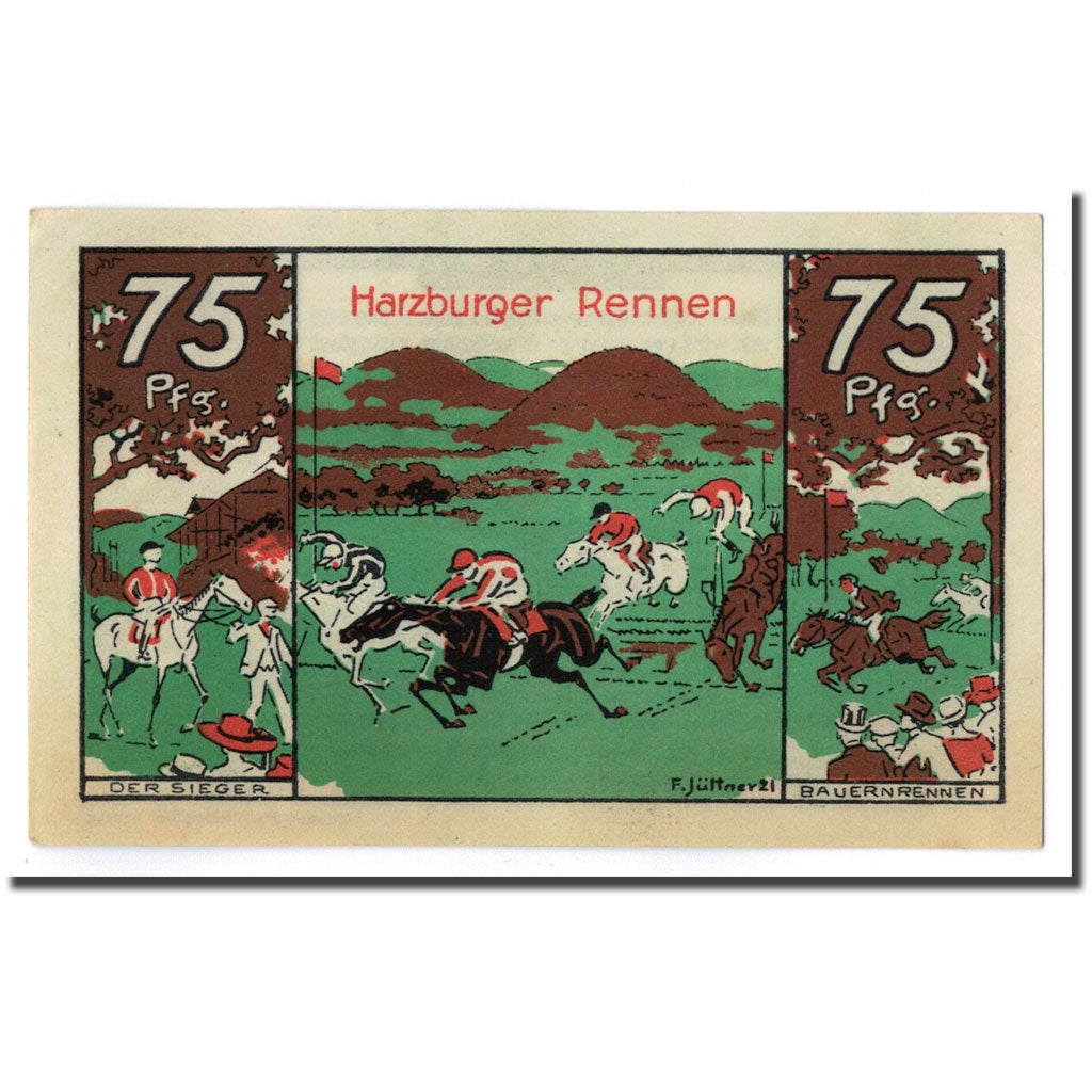 Banconote, Germania, Harzburg, 75 Pfennig, personnage, 1921, SPL, Mehl:581.1a