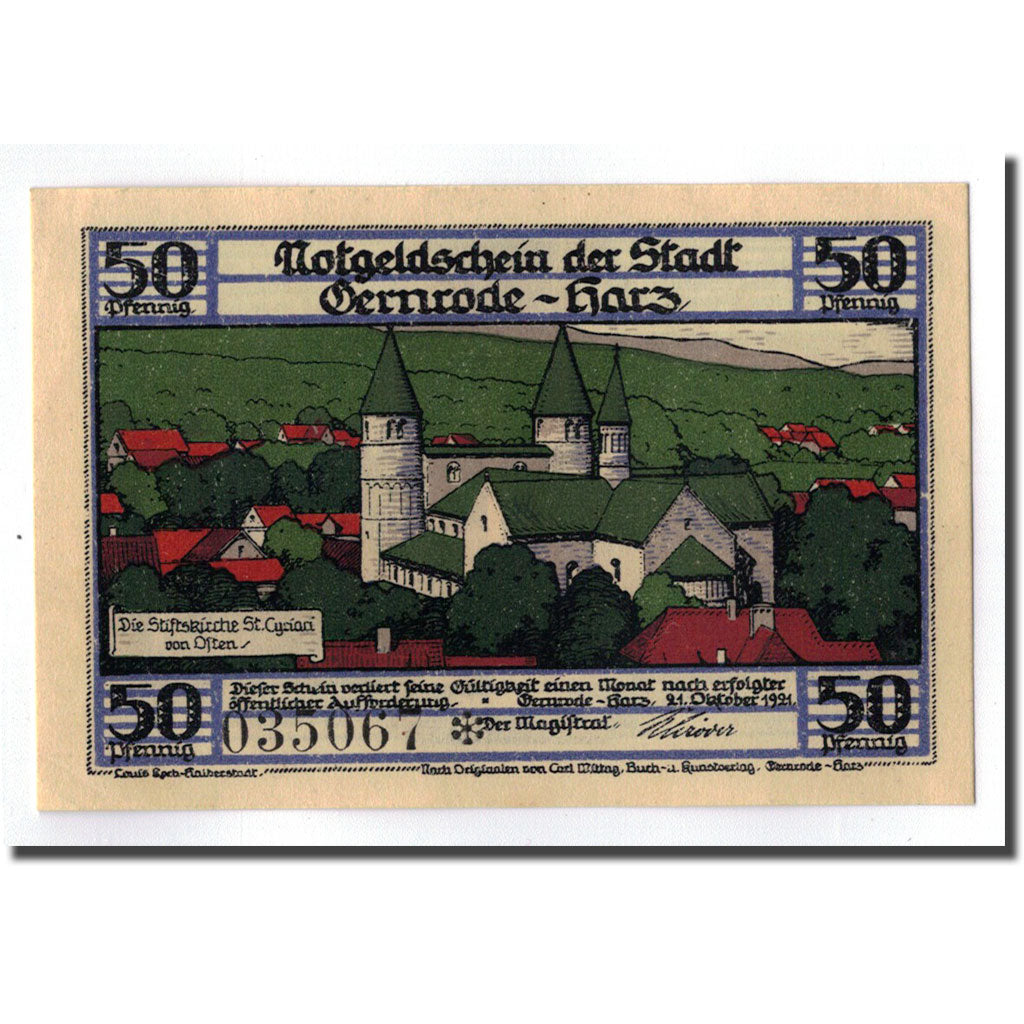 Banconote, Germania, Gernrode a. H., 50 Pfennig, chateau 2, 1921, 1921-10-21