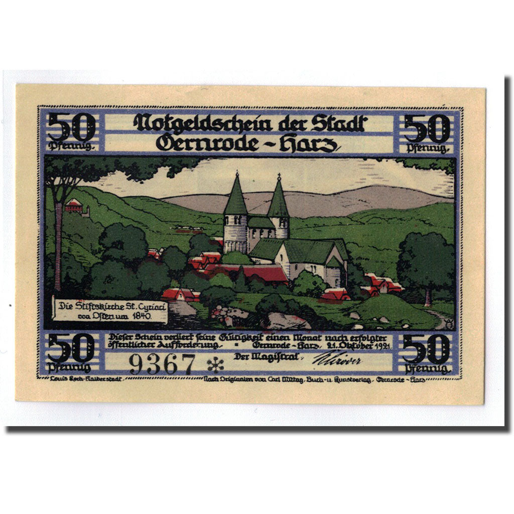 Banconote, Germania, Gernrode a. H., 50 Pfennig, chateau 3, 1921, 1921-10-21