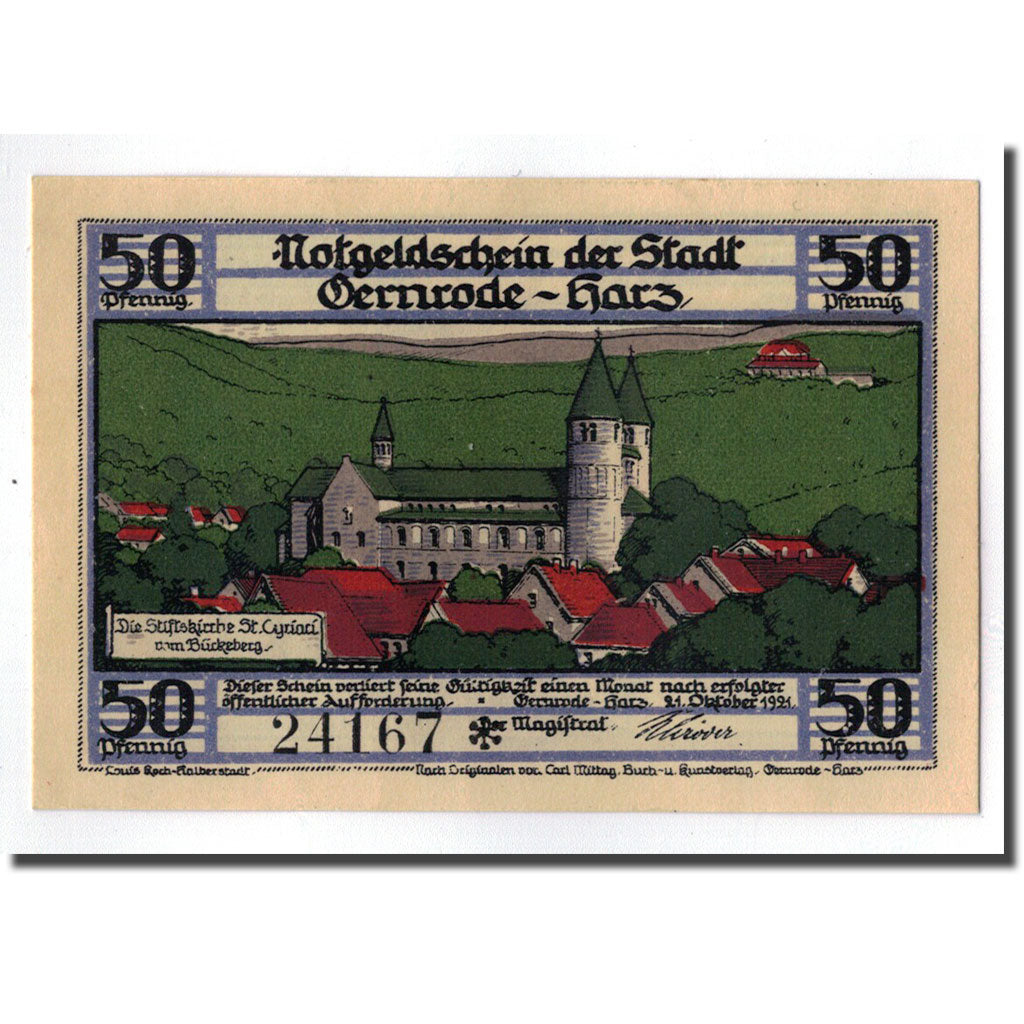 Banconote, Germania, Gernrode a. H., 50 Pfennig, chateau 4, 1921, 1921-10-21