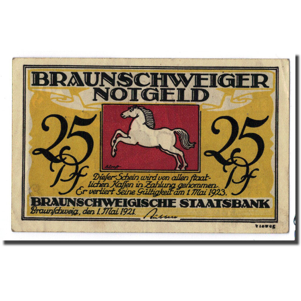 Banconote, Germania, Braunschweig, 25 Pfennig, personnage, 1922, 1922-05-01