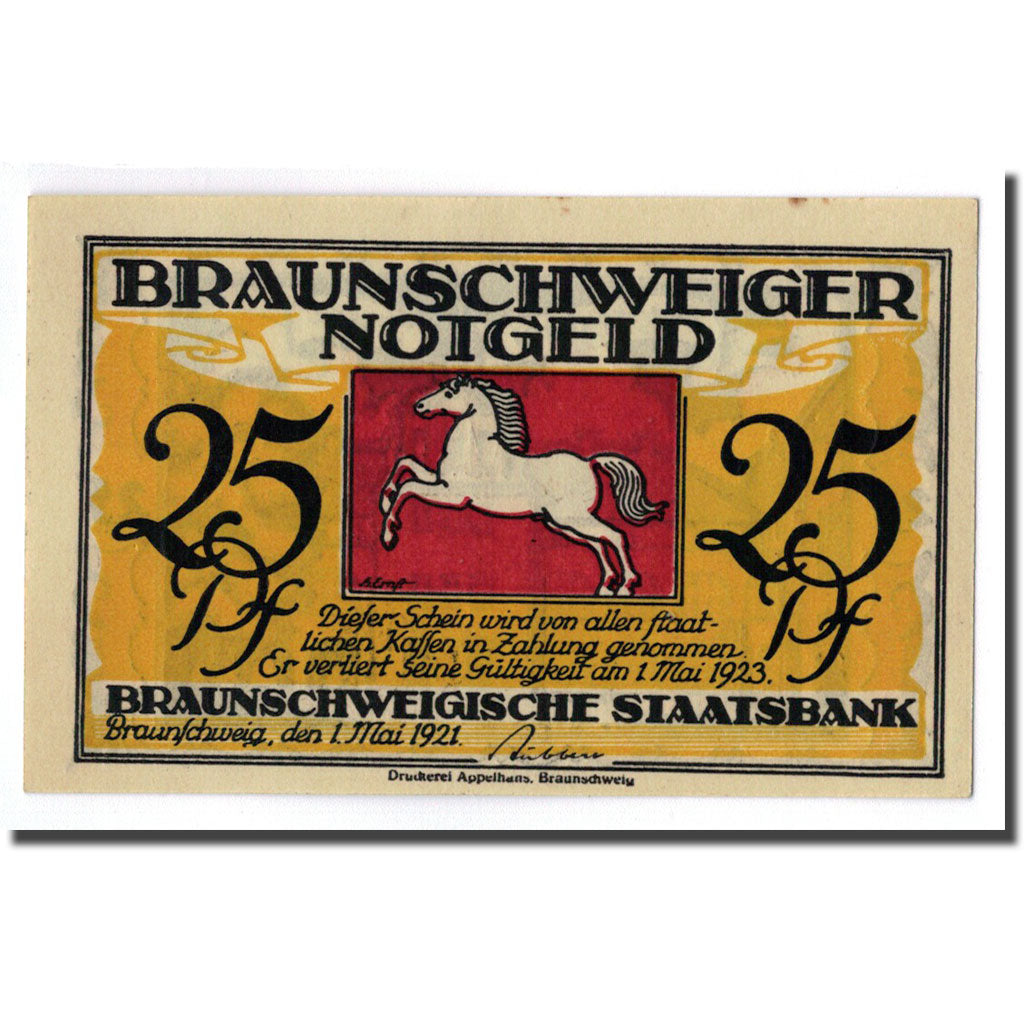 Biljet, Duitsland, Braunschweig, 25 Pfennig, Batiment, 1922, 1922-05-01, SPL