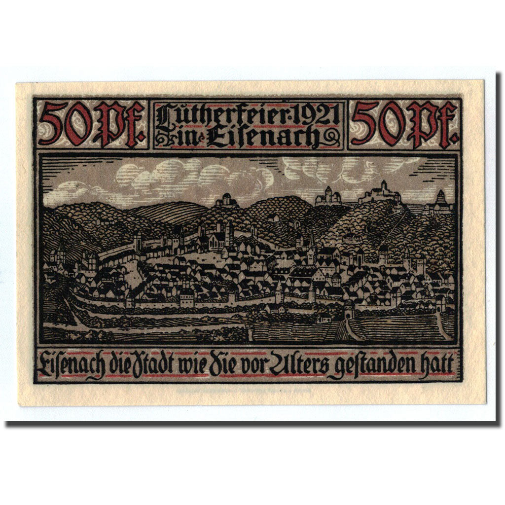 Banknote, Germany, Eisenach Stadt, 50 Pfennig, paysage, 1921, UNC(63)