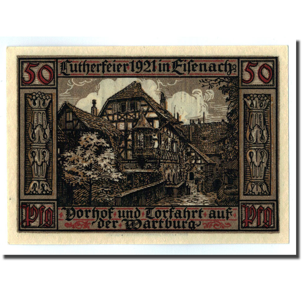 Banknot, Niemcy, Eisenach Stadt, 50 Pfennig, Maison, 1921, Undated, UNC(63)