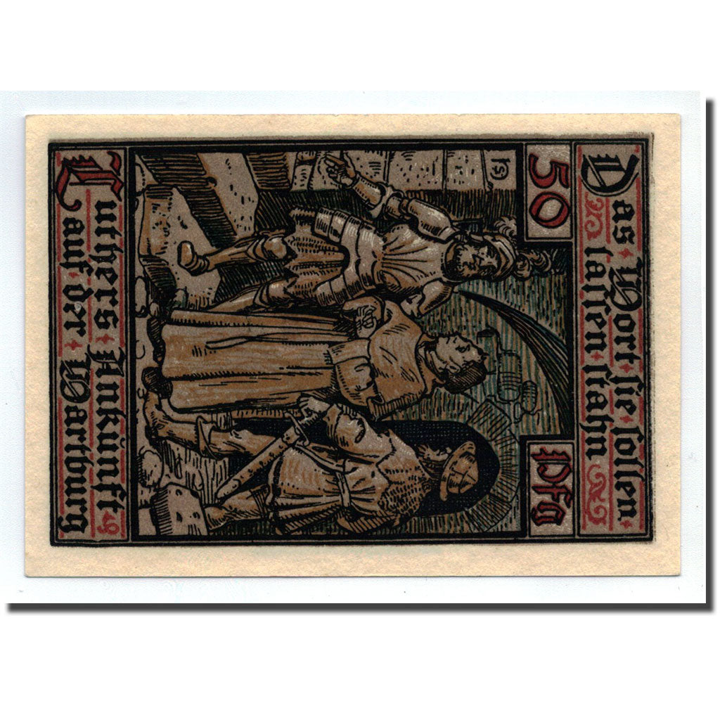 Biljet, Duitsland, Eisenach Stadt, 50 Pfennig, personnage 3, 1921, SPL