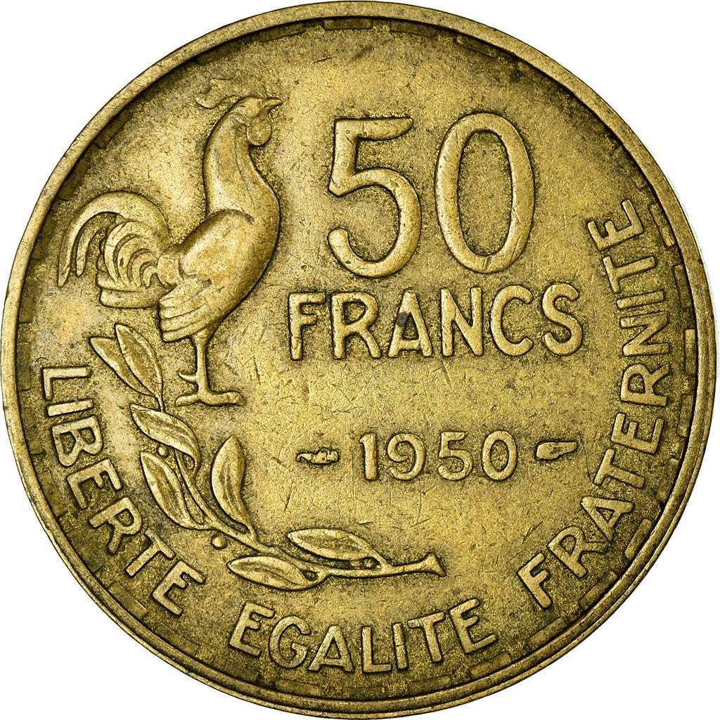 Coin, France, Guiraud, 50 Francs, 1950, EF(40-45), Aluminum-Bronze, KM:918.1